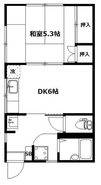 PROSPER六ッ川(1DK/2階)の間取り写真
