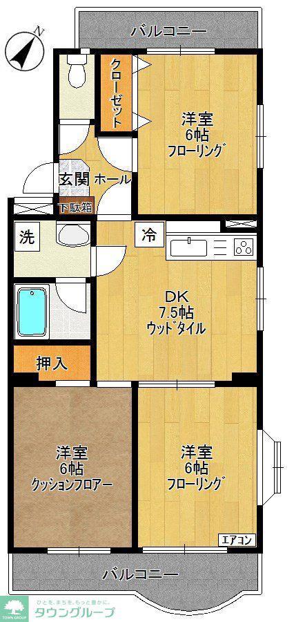アネックスサボタ(3DK/3階)の間取り写真