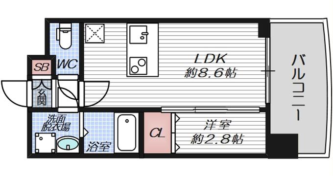 セレニテ中崎町リアン(1LDK/3階)の間取り写真