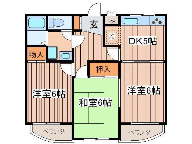 アメニティ相模原(3DK/3階)の間取り写真