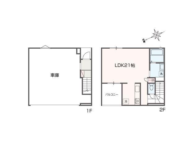 CASA GARAGE FIORIRE II(ワンルーム/1階)の間取り写真