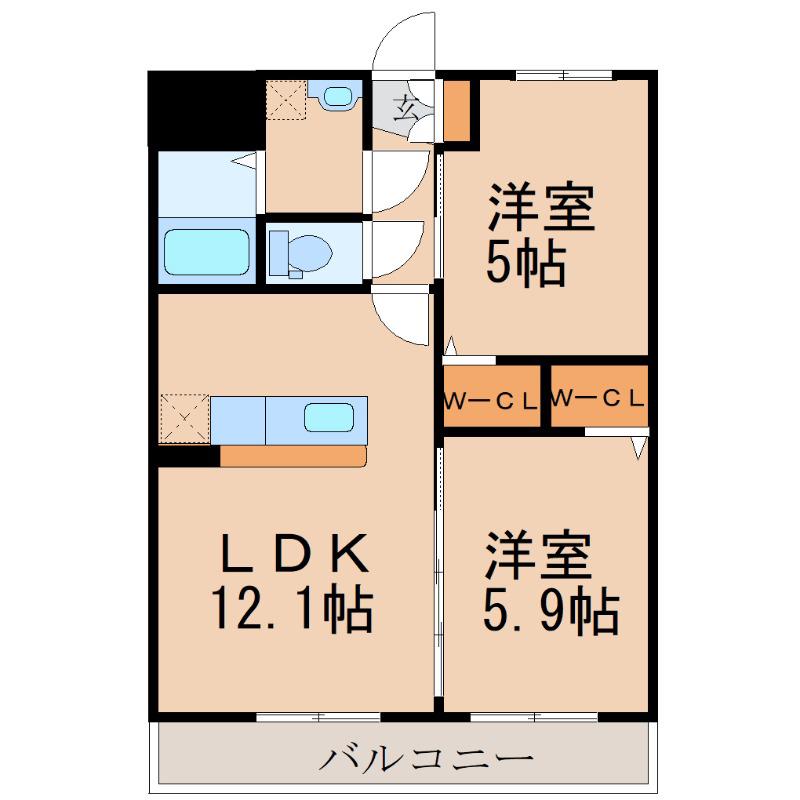 メルローズ札元(2LDK/3階)の間取り写真
