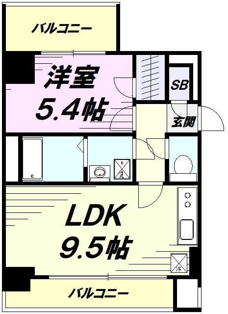 TOKIO国立タワー(1LDK/10階)の間取り写真