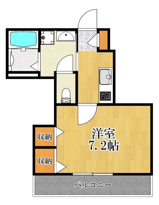 スクエアコート(1K/3階)の間取り写真