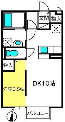 サンモナリエ(1DK/1階)の間取り写真