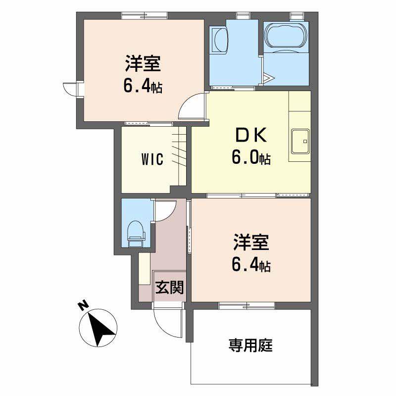 パティオフローラ C棟(2DK/1階)の間取り写真