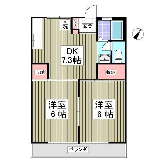 ヒカリハイツ(2DK/2階)の間取り写真