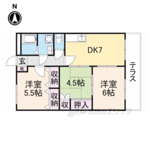 エスポワール(3DK/1階)の間取り写真