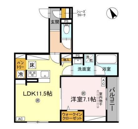 CHAINON(1LDK/2階)の間取り写真