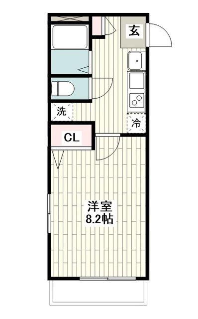 キャトルセゾンあざみ野(1K/2階)の間取り写真
