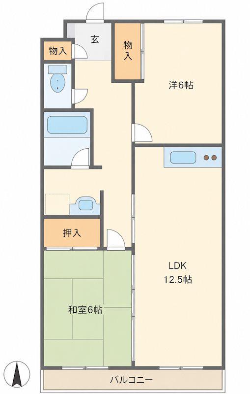 エステート柿の木II(2LDK/1階)の間取り写真