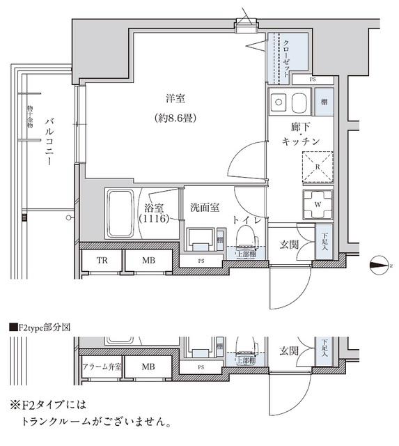パークアクシス新栄(1K/2階)の間取り写真