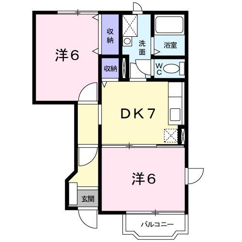 メゾン・ド・フルールI(2DK/1階)の間取り写真