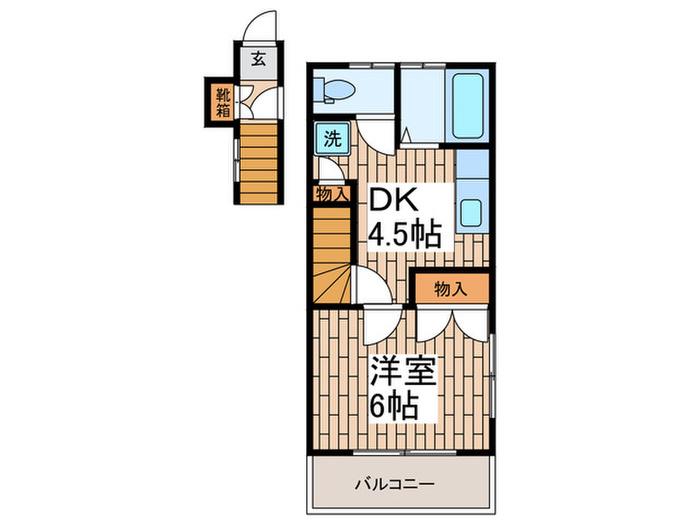 ハイツセイワ(1DK/2階)の間取り写真