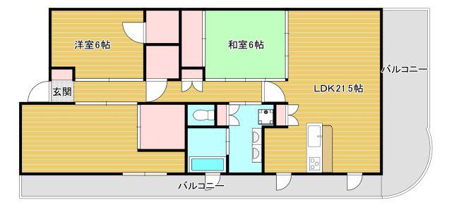 なんばセントラルプラザリバーガーデン(3LDK/6階)の間取り写真