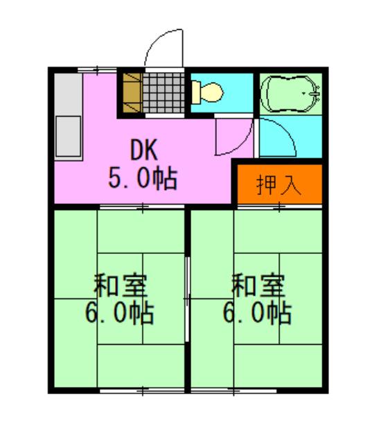 ライトコーポ蘇我I(2DK/2階)の間取り写真