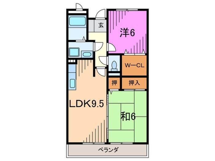 レジェンド甲東園(2LDK/3階)の間取り写真
