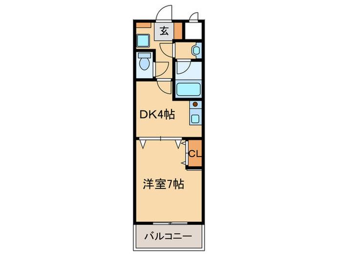 クラージュ大手(1DK/1階)の間取り写真