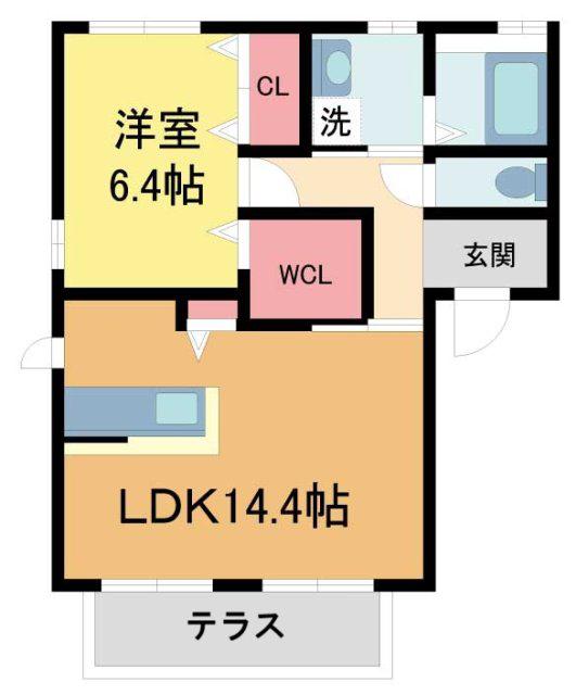シャーメゾン安倉南(1LDK/1階)の間取り写真