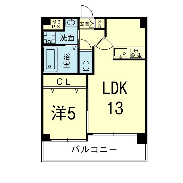 E-SMILE長嶺(1LDK/6階)の間取り写真