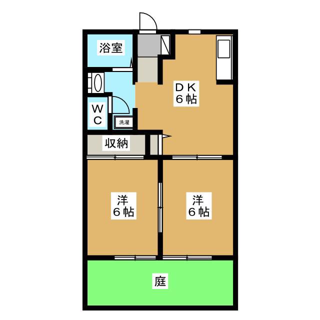 ロイヤルグリーンハイツ(2DK/1階)の間取り写真
