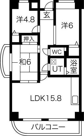 千里オークプライズ(3LDK/6階)の間取り写真