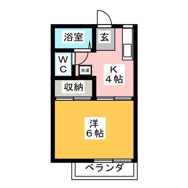 コーポ上野D(1K/2階)の間取り写真