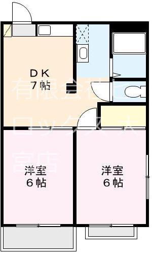 カーサ鈴木I(2DK/2階)の間取り写真