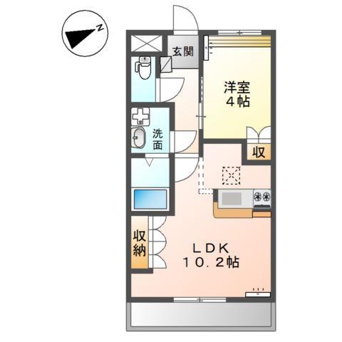 グランドウルス中島(1LDK/1階)の間取り写真