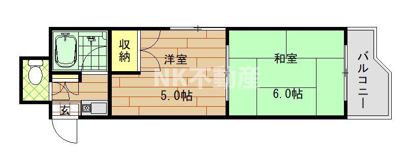 エンゼルハイツ小阪本町(2K/4階)の間取り写真