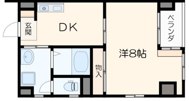 森ビル(1DK/5階)の間取り写真