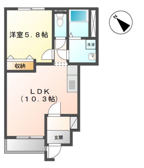 イーストヴィラ(1LDK/1階)の間取り写真