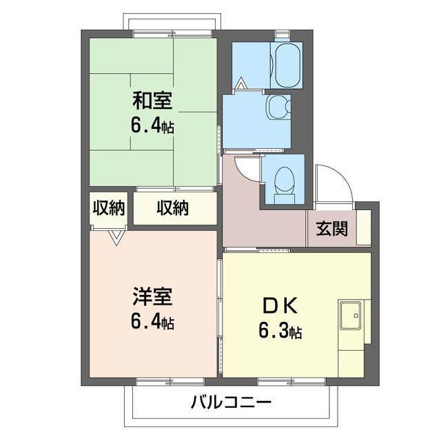 カーサ・ミラB(2DK/2階)の間取り写真