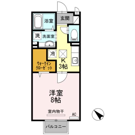 ジュネス下新(1K/1階)の間取り写真