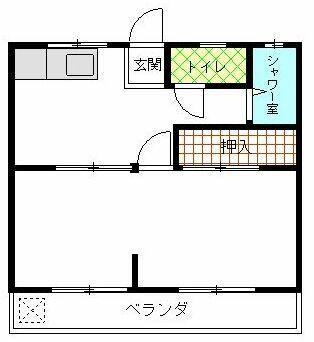 コーポ森前(1DK/2階)の間取り写真