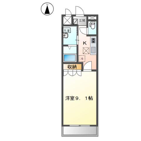 エルミタージュ(1K/1階)の間取り写真