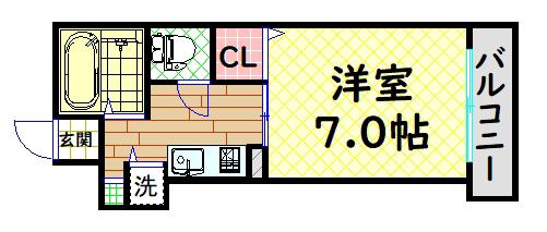 プレサンス心斎橋イースト(1K/6階)の間取り写真