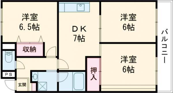 プレステージアスカ(3DK/2階)の間取り写真