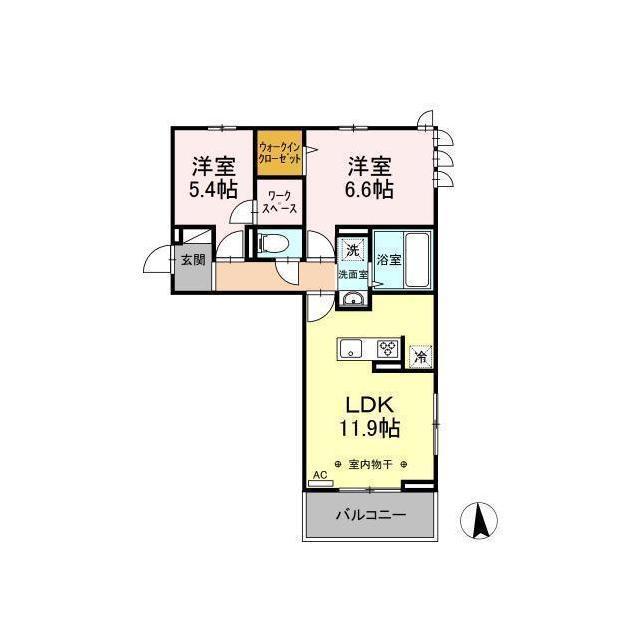 D-ROOM ハイツフカサワ(2LDK/3階)の間取り写真