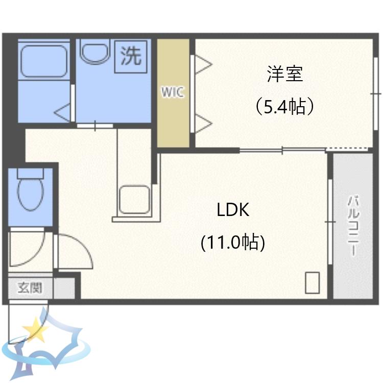 グランラヴィーヌ八軒(1LDK/4階)の間取り写真