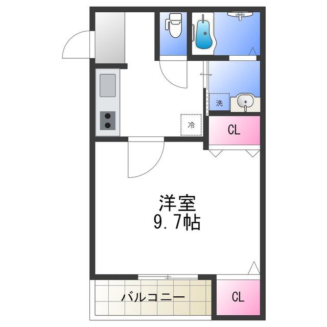 フジパレス今川VI番館(1K/3階)の間取り写真