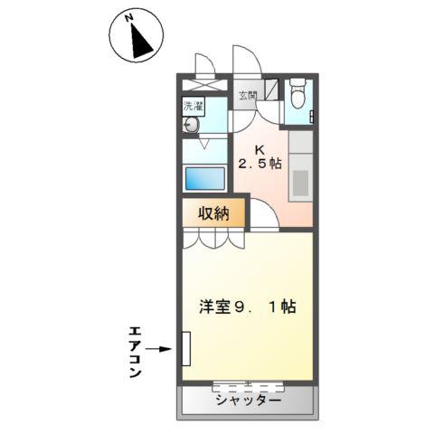 クレール スクエア(1K/1階)の間取り写真