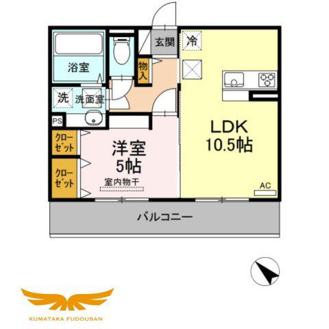 エスポワールヴィラ B棟(1LDK/1階)の間取り写真
