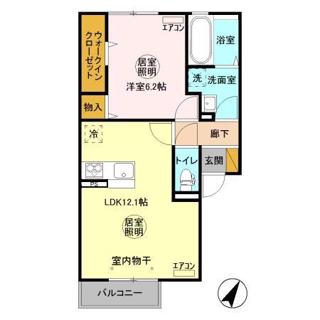 グリフィンドール C(1LDK/2階)の間取り写真