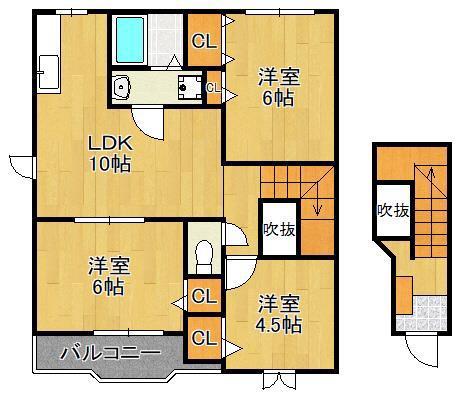 プランタンコート II(3LDK/2階)の間取り写真
