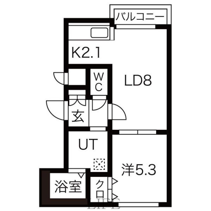 グランドサクセス平岸2条(1LDK/4階)の間取り写真