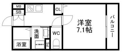 タウンコートユタカ(1K/2階)の間取り写真