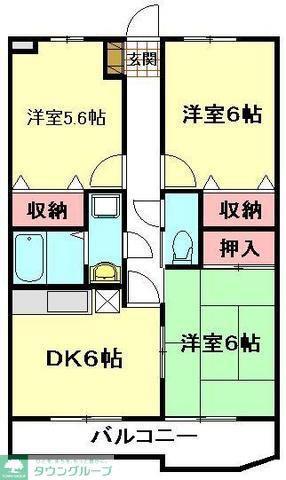 コモド大宮上小町第一(2LDK/2階)の間取り写真
