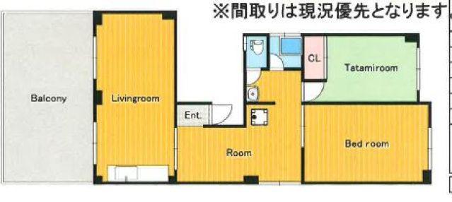 麻里布町ビル(3LDK/4階)の間取り写真