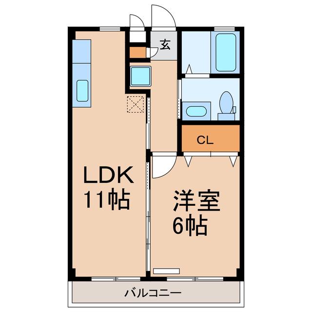 KSコート(1LDK/2階)の間取り写真